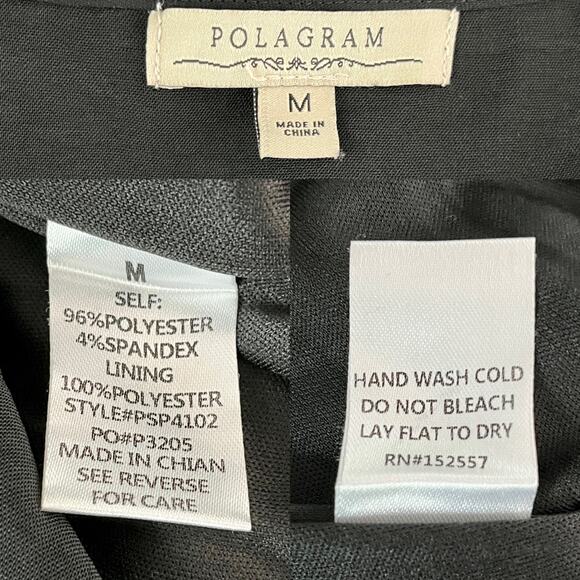 Polagram Jumpsuit Black Medium Short Sleeve Front Zipper V-Neck Tie - Picture 5 of 13